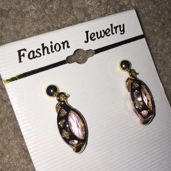 Vintage pink stone earrings - Picture 6 of 6